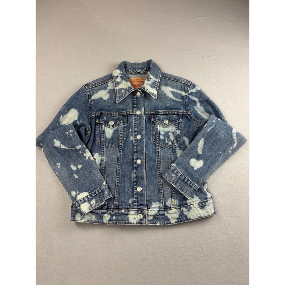 Levi's Bleach Dye Peace Sign Denim Trucker Jacket M